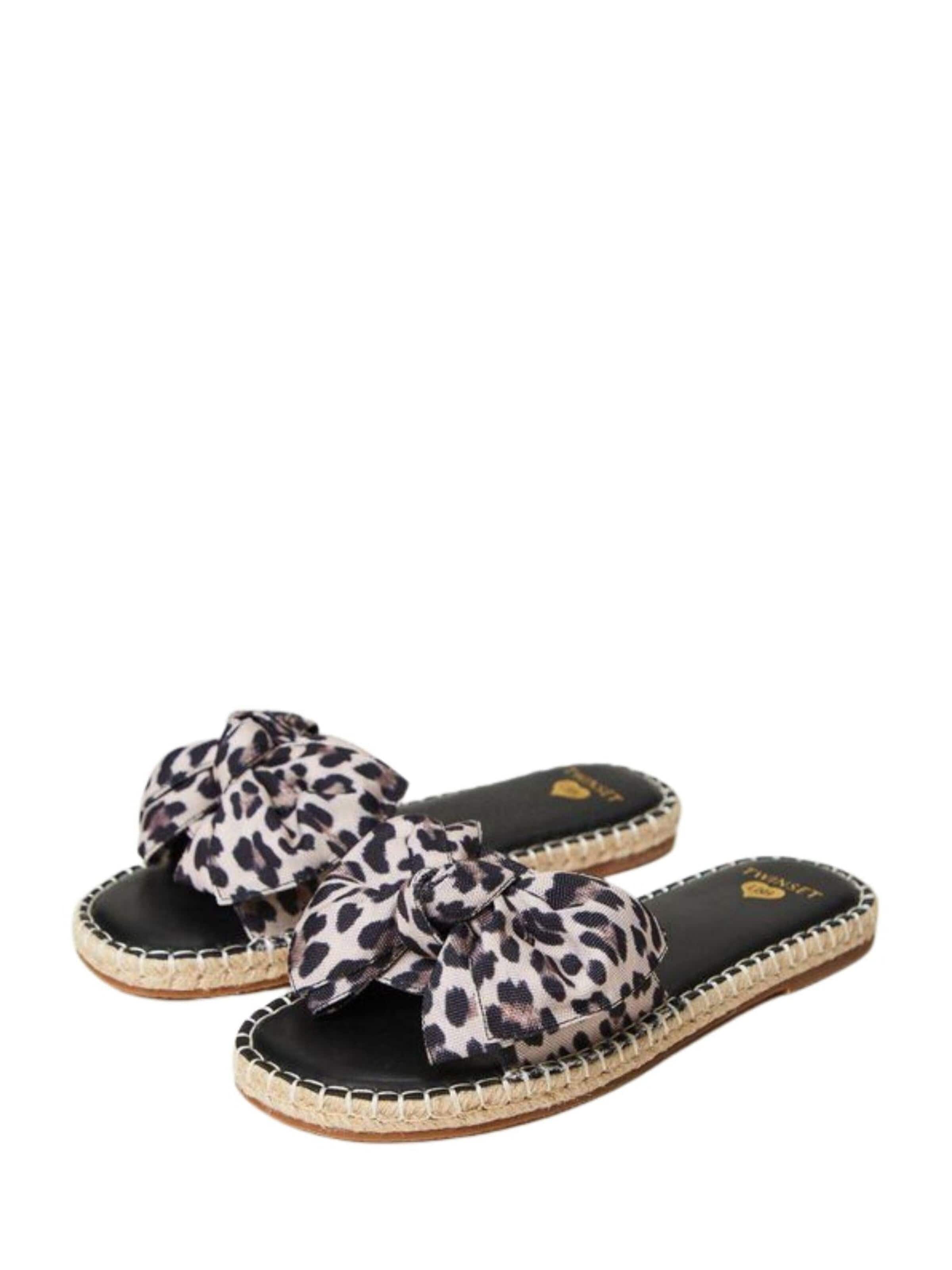 Twinset Pantolette 'Slide sandals with bow' i brun