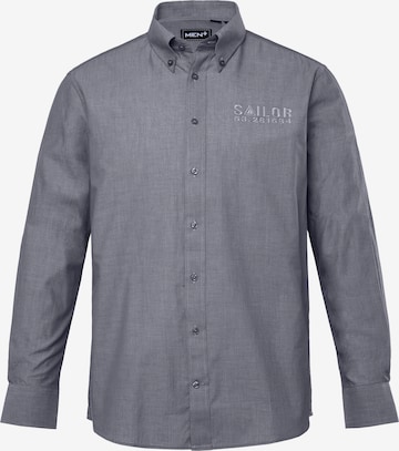Men Plus Comfort fit Button Up Shirt in Grey: front