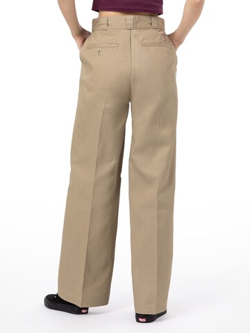 DICKIES Wide leg Trousers with creases 'GROVE' in Beige