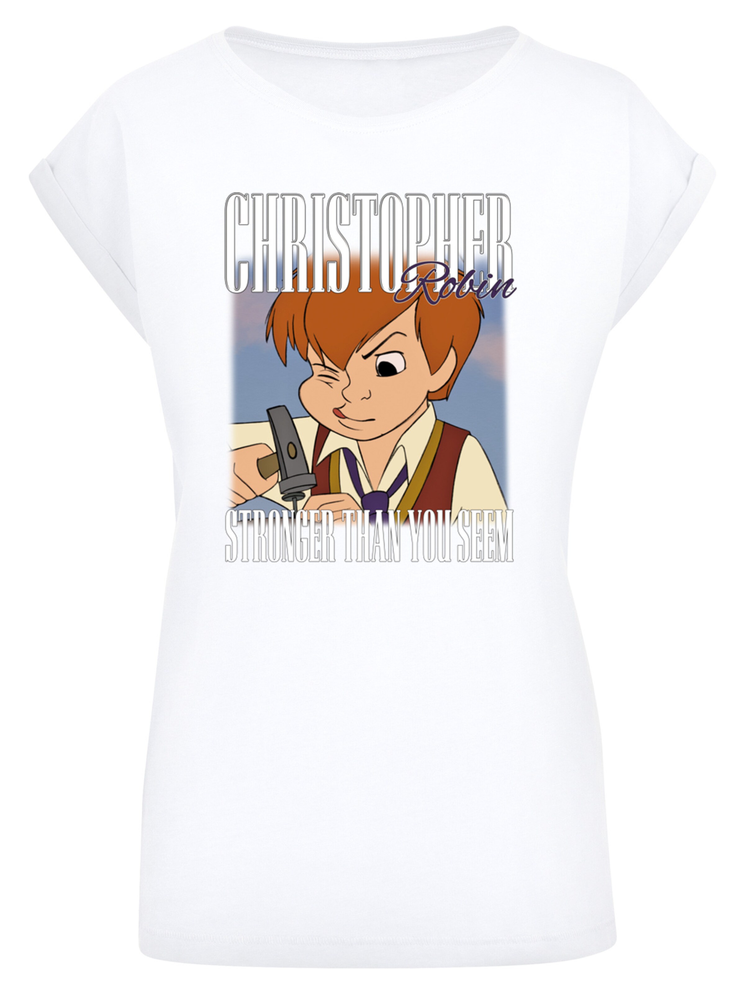 F4NT4STIC Shirt 'Disney Winnie The Pooh Christopher Robin Montage' in Wit: voorkant