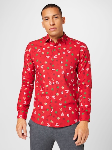 Only & Sons Regular fit Button Up Shirt in Red: front