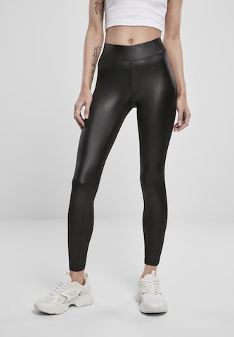 Urban Classics Skinny Leggings in Black: front