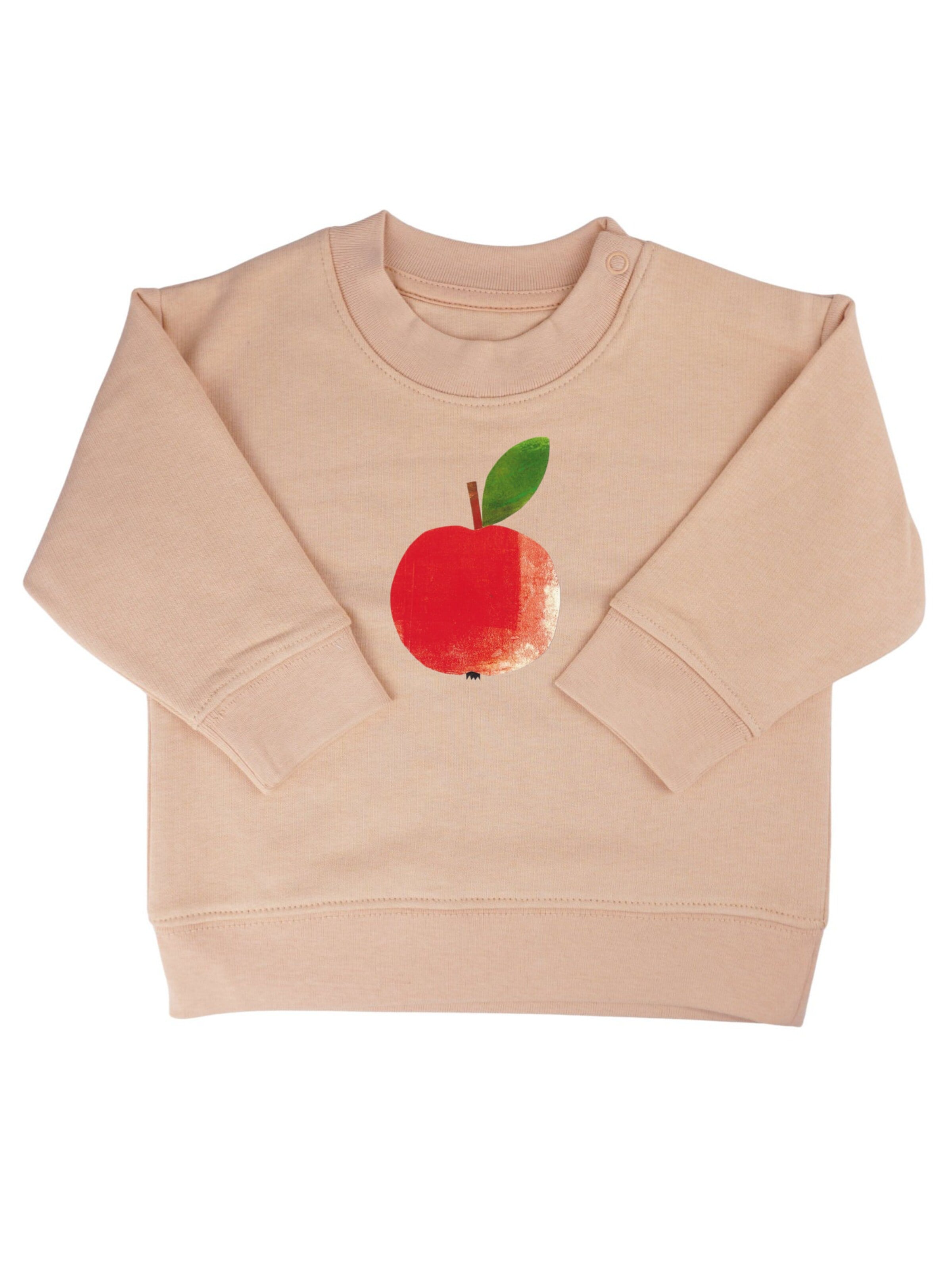 MelaDi Pullover 'Meladi Kinder Baby-Sweater aus Biobaumwolle - Apfel auf Creme Latte'‌‌‌‌‌‌‌‌‌‌ in Beige: Vorderseite
