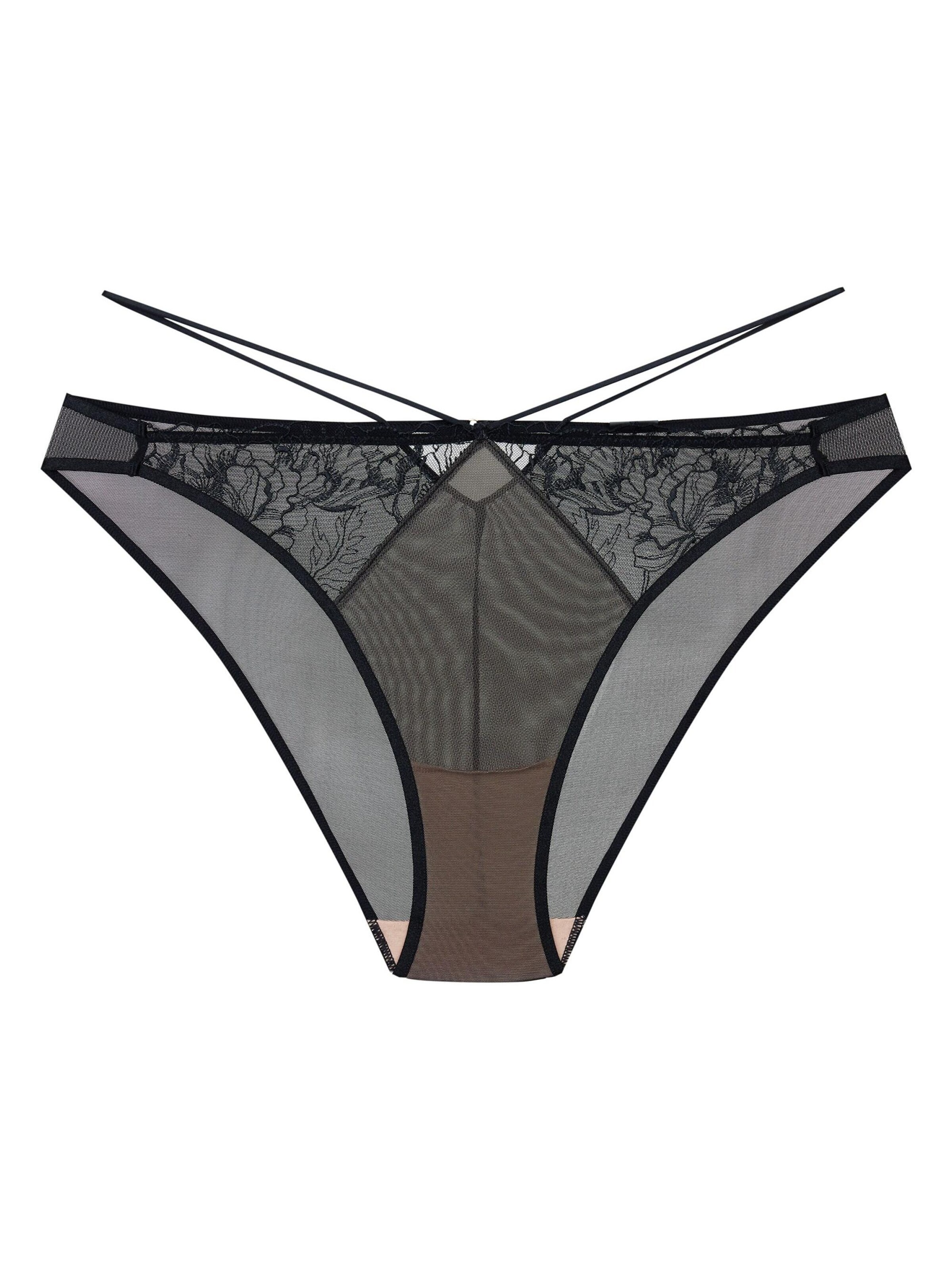 ESOTIQ - Panti 'Slip Boa, dekorative Zierriemen, feine Stickerei, florales Muster' en negro