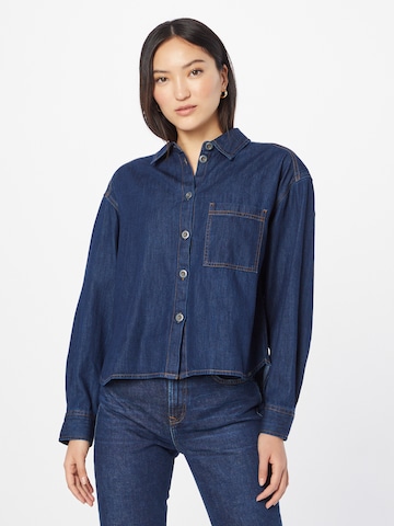 QS Blouse in Blauw: voorkant