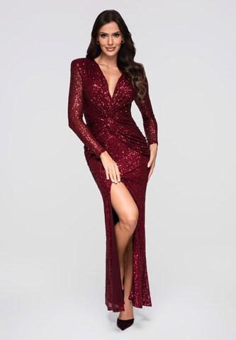 Ombre Evening Dress in Red: front