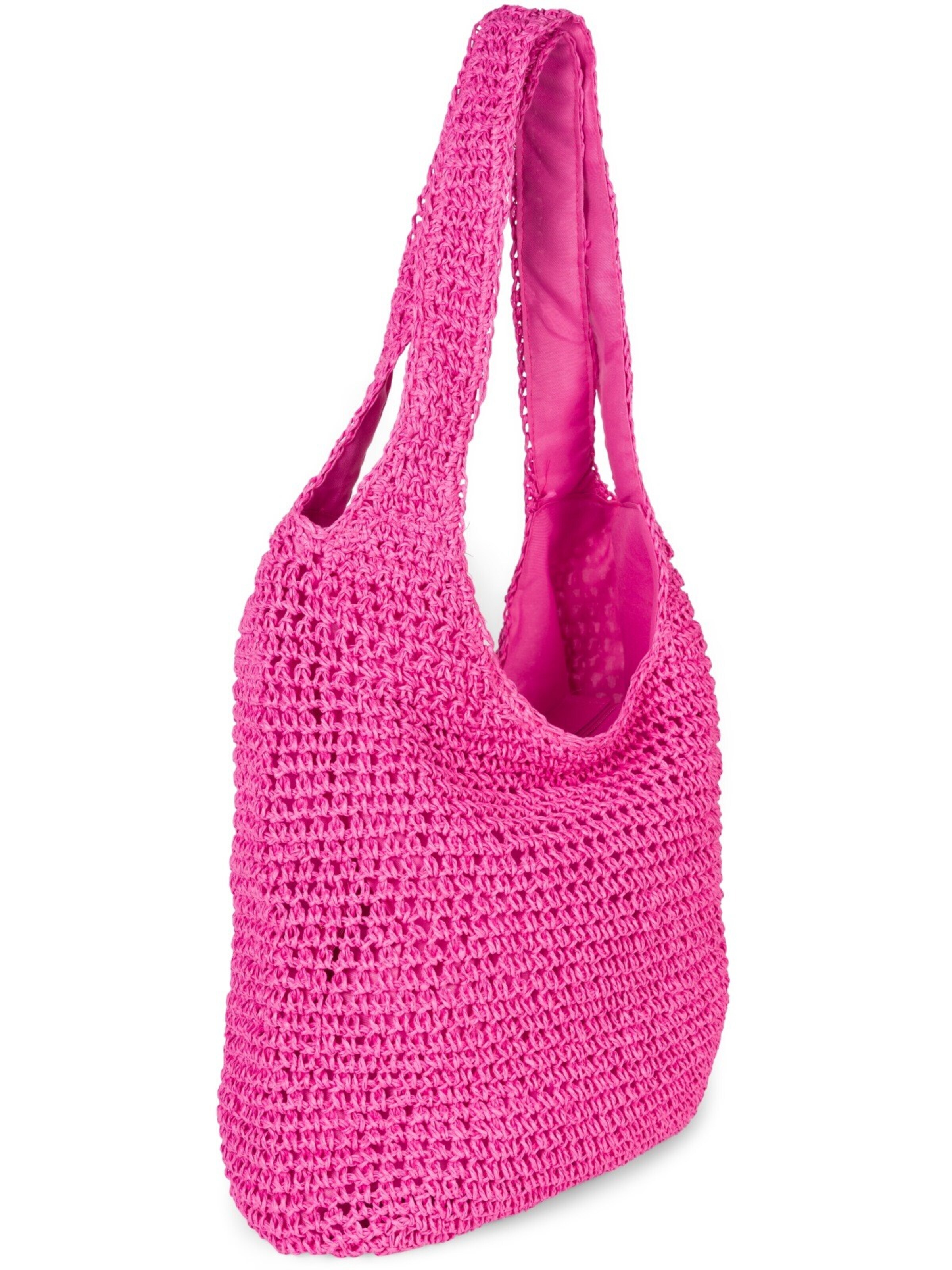styleBREAKER Shoulder bag 'Papierstroh Beuteltasche' in Pink