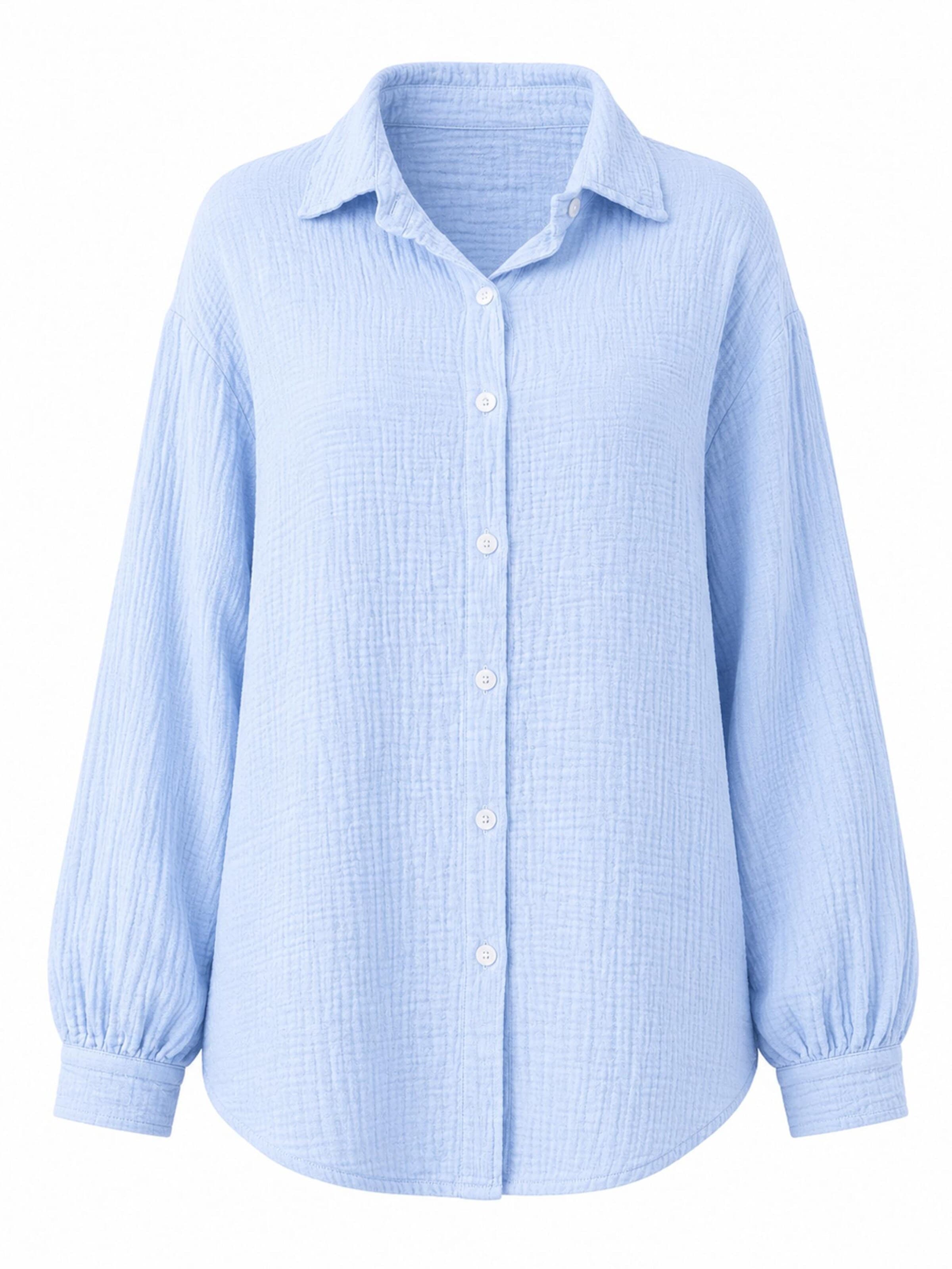 Worldclassca Blouse 'Damen Musselin Bluse Sommer' in Blue: front
