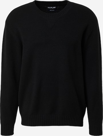 REPLAY Sweter 'Mesh' w kolorze czarny: przód