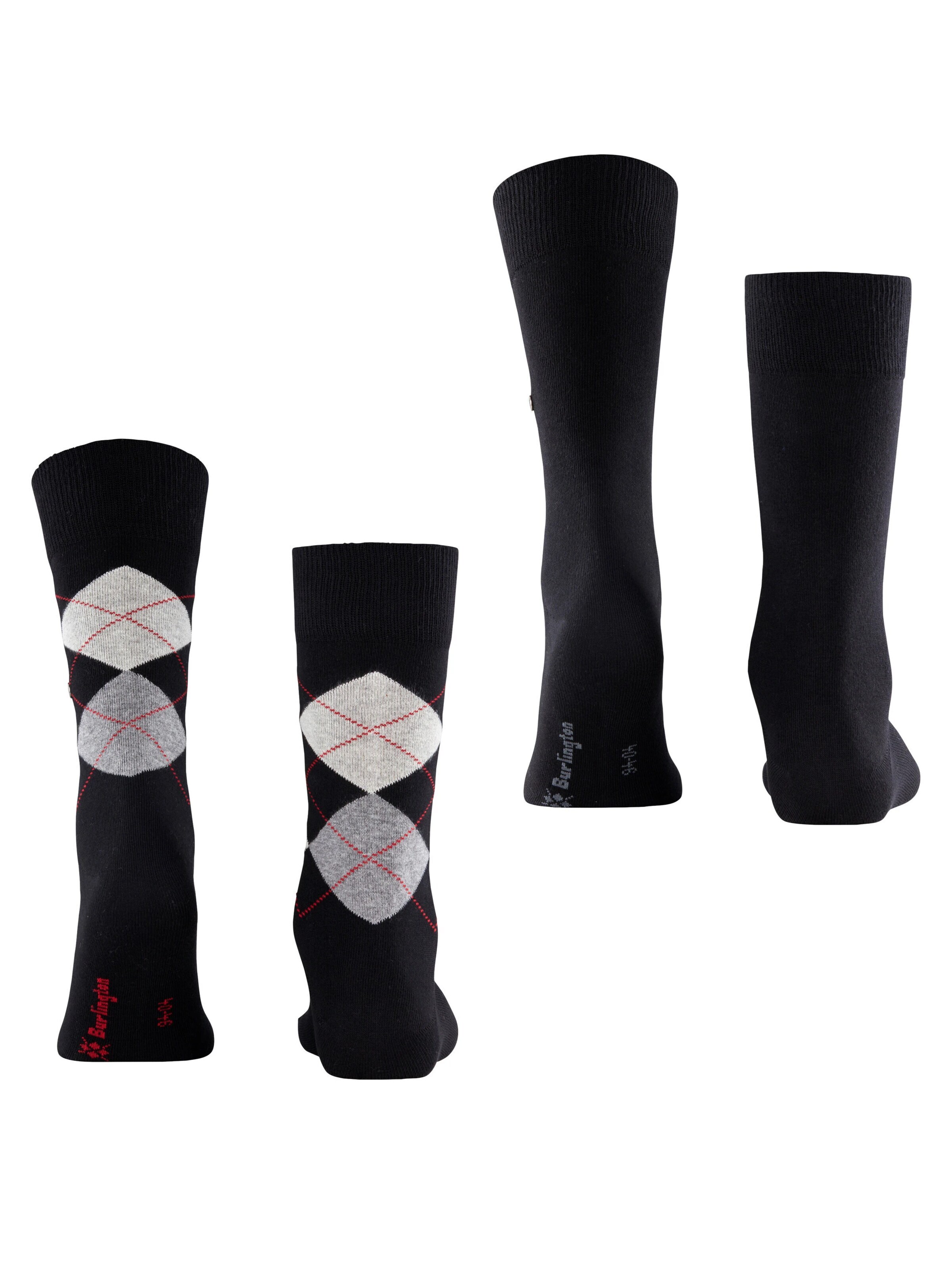 BURLINGTON Socken 'Everyday Argyle Mix 2-Pack'‌‌‌‌‌‌ in Schwarz