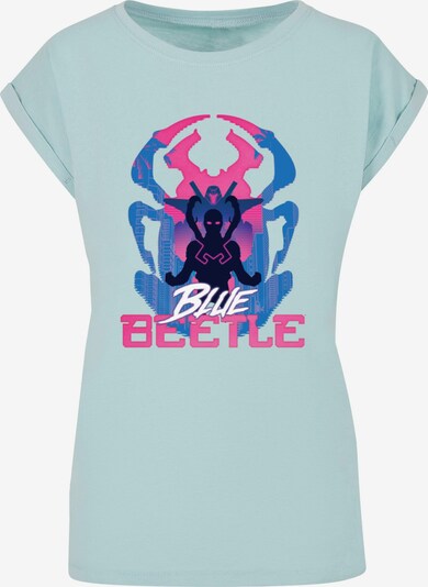 ABSOLUTE CULT T-shirt 'Blue Beetle - Posing' en bleu / bleu clair / pitaya / noir, Vue avec produit