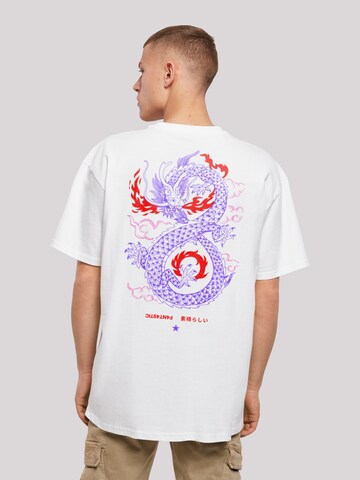 Maglietta 'Japanese And Dragon Fire' di F4NT4STIC in bianco: frontale