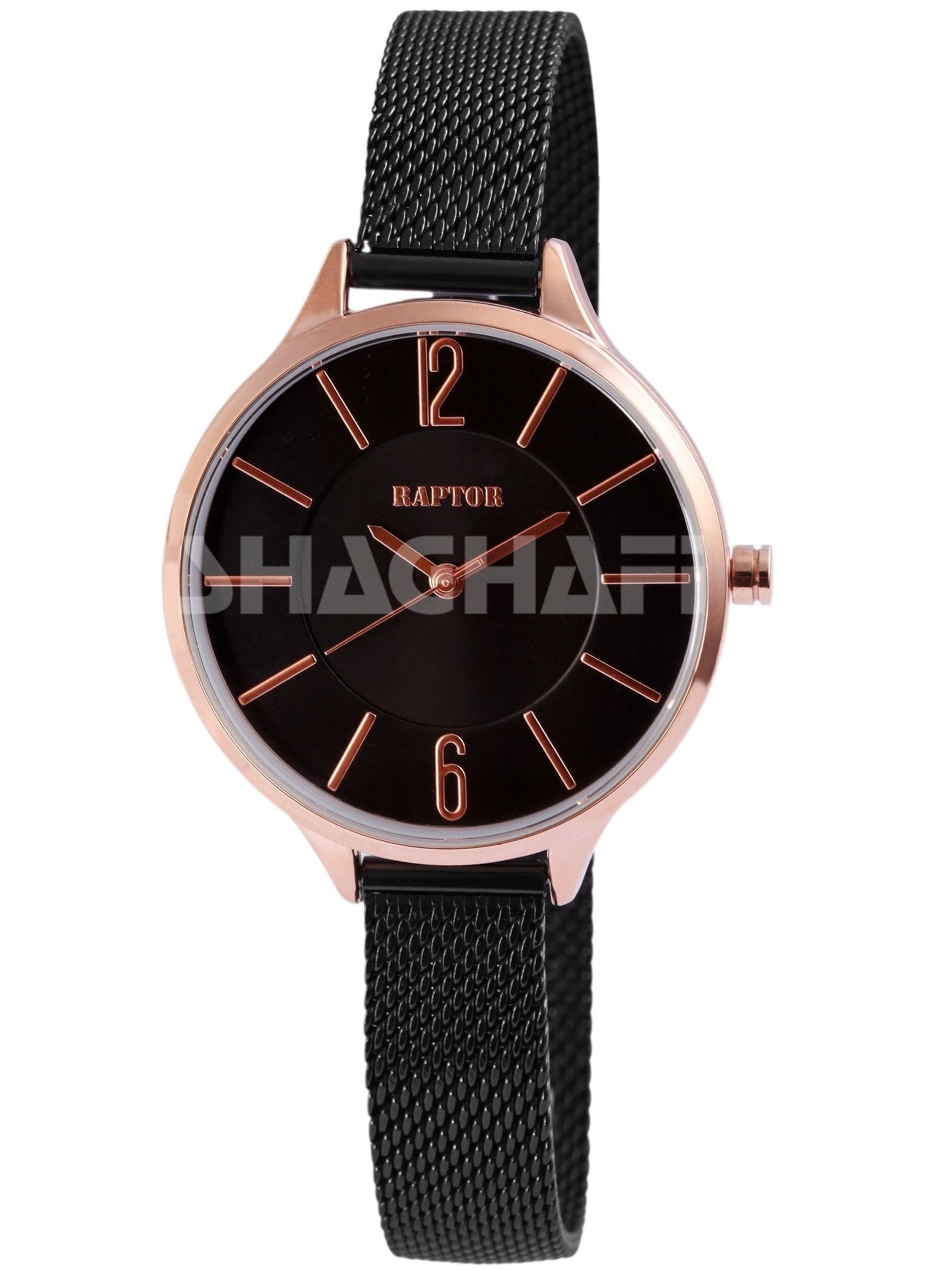 Raptor Analog Watch 'Tamlyn, Mineralglas' in Black: front