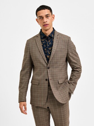 SELECTED HOMME Slim fit Suit Jacket 'Logan' in Brown: front