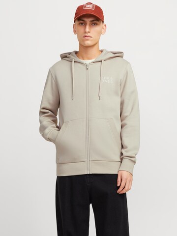 JACK & JONES Кофта на молнии в Бежевый: спереди