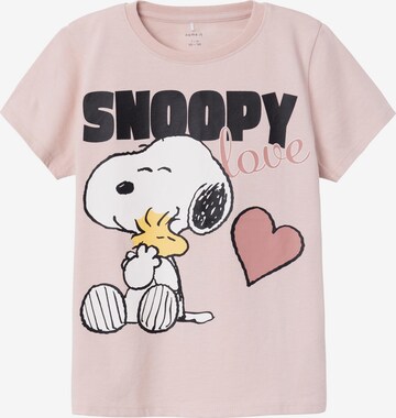 NAME IT Футболка 'Nanni Snoopy' в Ярко-розовый: спереди