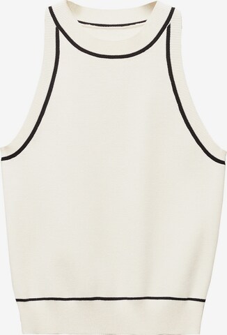 MANGO Knitted Top 'PIPING' in White: front