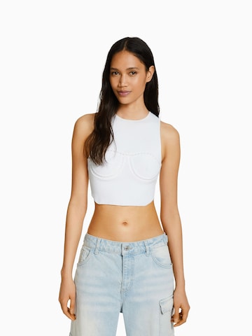 Bershka Knitted top in White: front