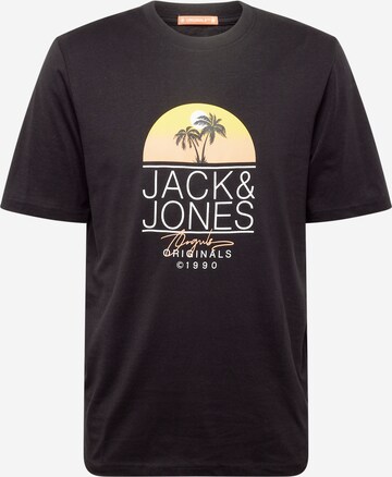 melns JACK & JONES T-Krekls 'CASEY': no priekšpuses