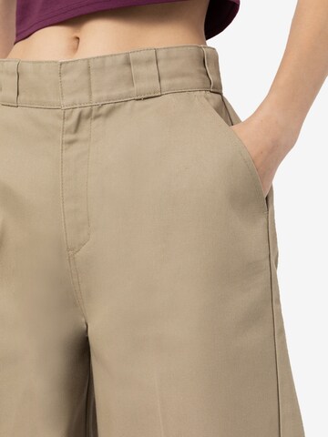 DICKIES Wide leg Trousers with creases 'GROVE' in Beige