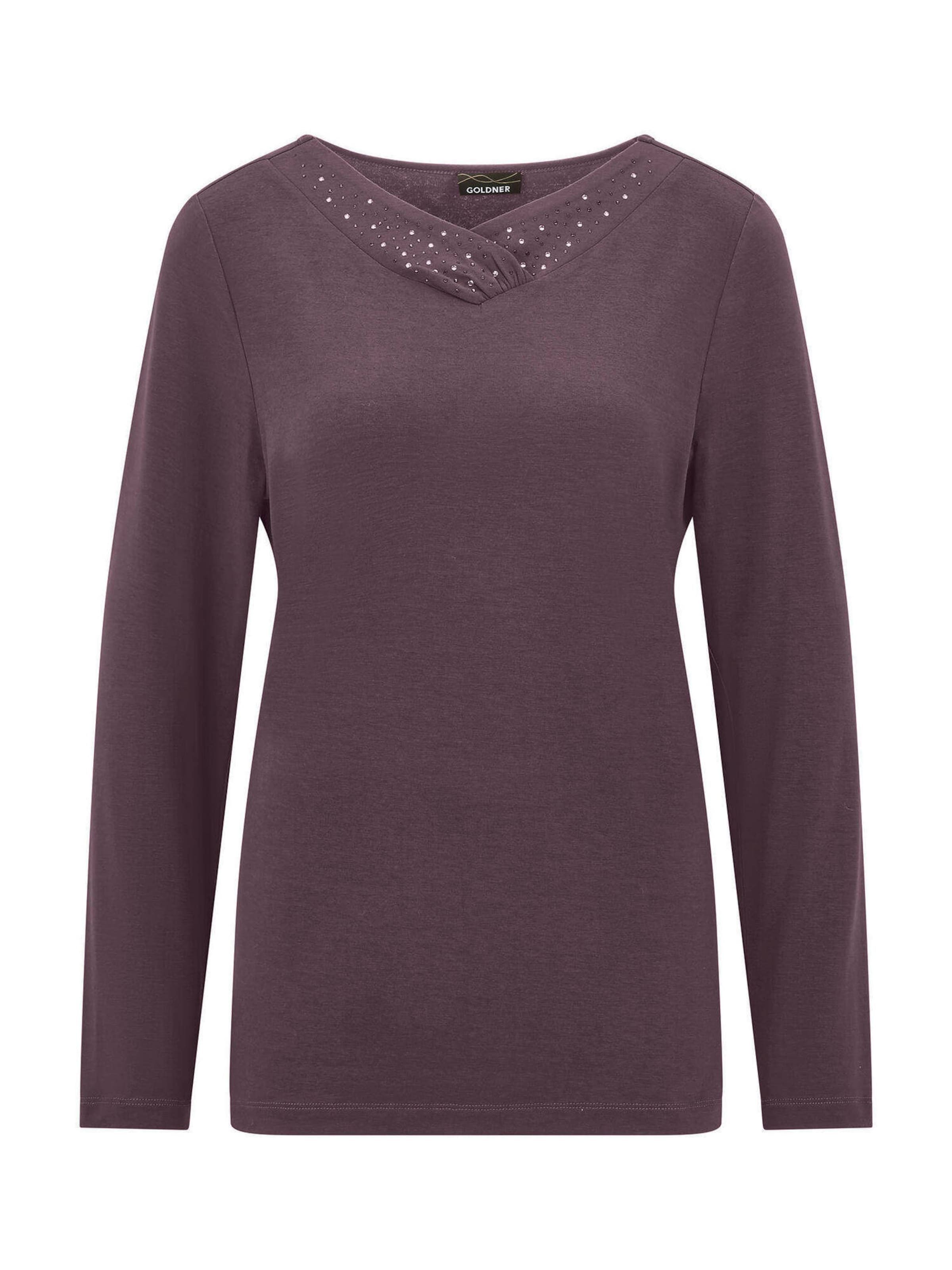 Goldner T-shirt en S en aubergine, Vue avec produit