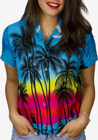 King Kameha Blouse 'Beach' in Blue: front