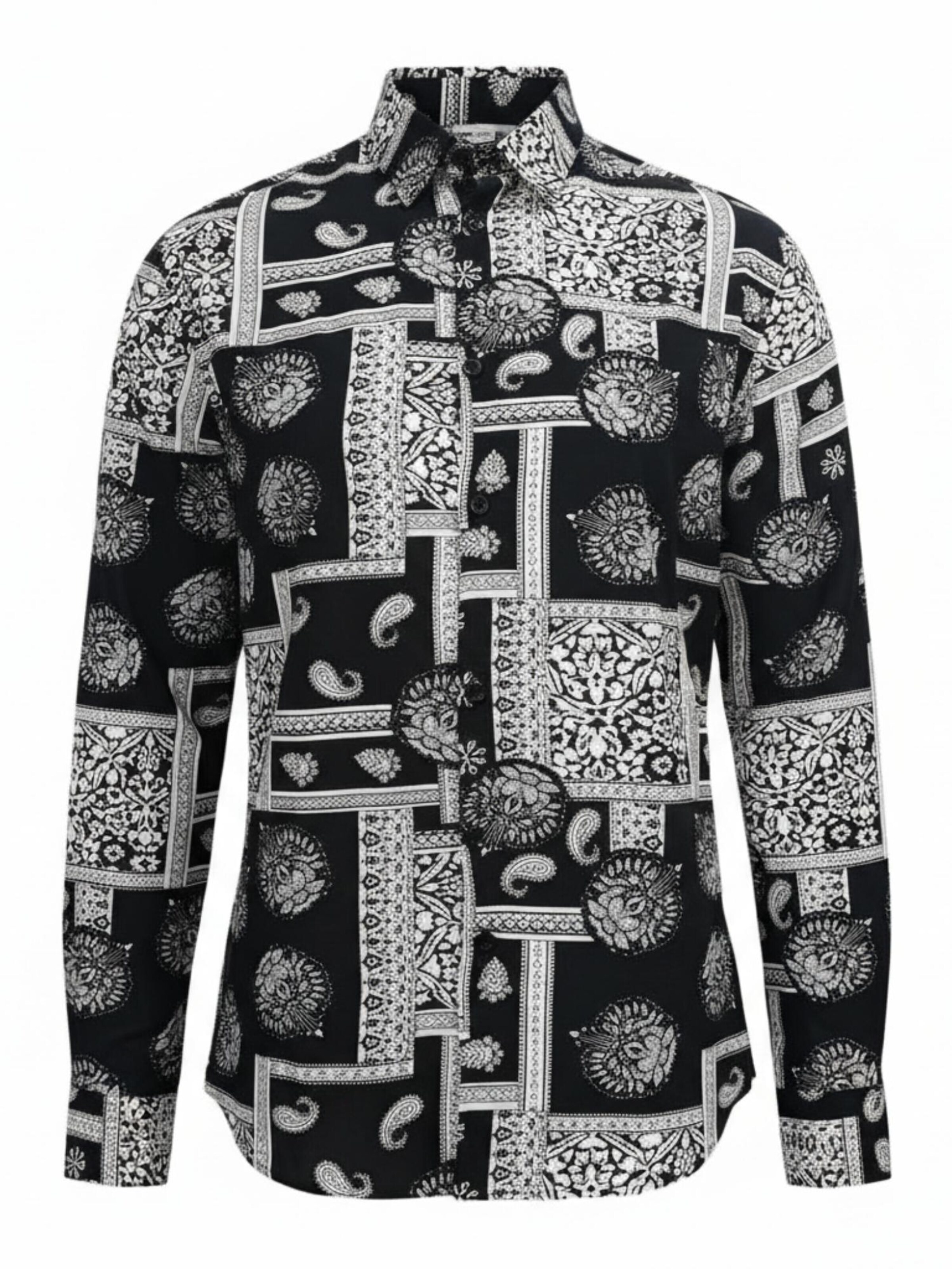 Coupe regular Chemise 'Viscos floral pattern 2pc' Radwa en noir