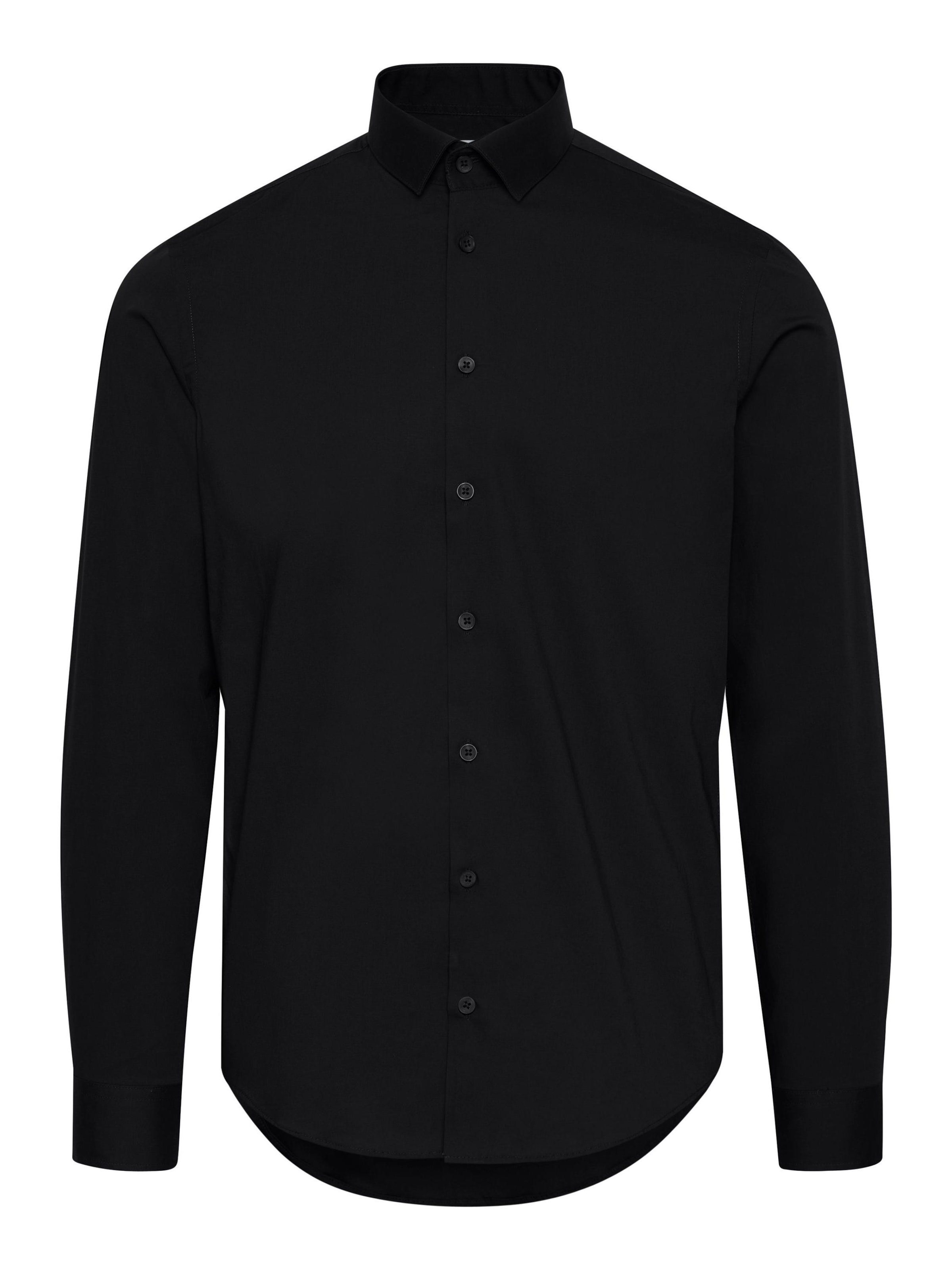Casual Friday Slim fit Zakelijk overhemd in Zwart: voorkant
