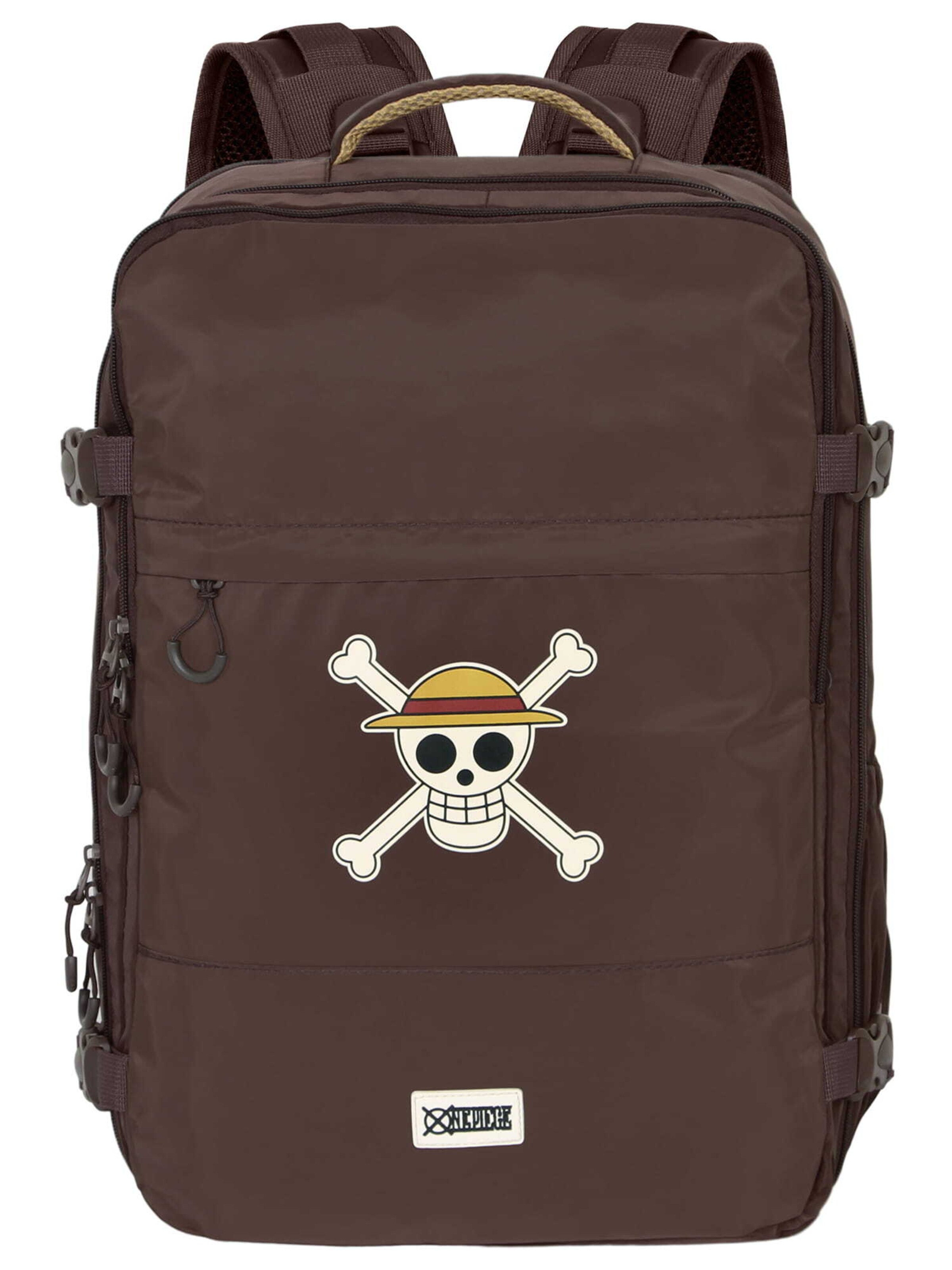 One Piece Backpack 'Strohhut Bande' in Brown: front