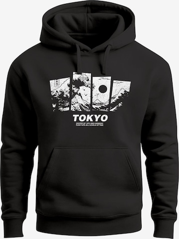 Neverless Sweatshirt 'Tokyo Wave' in Black: front