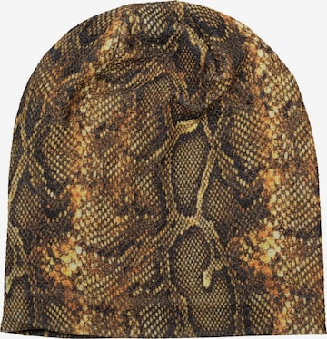 styleBREAKER Mütze 'Beanie Mütze Glitzer Schlangen Muster' in Gelb: Vorderseite