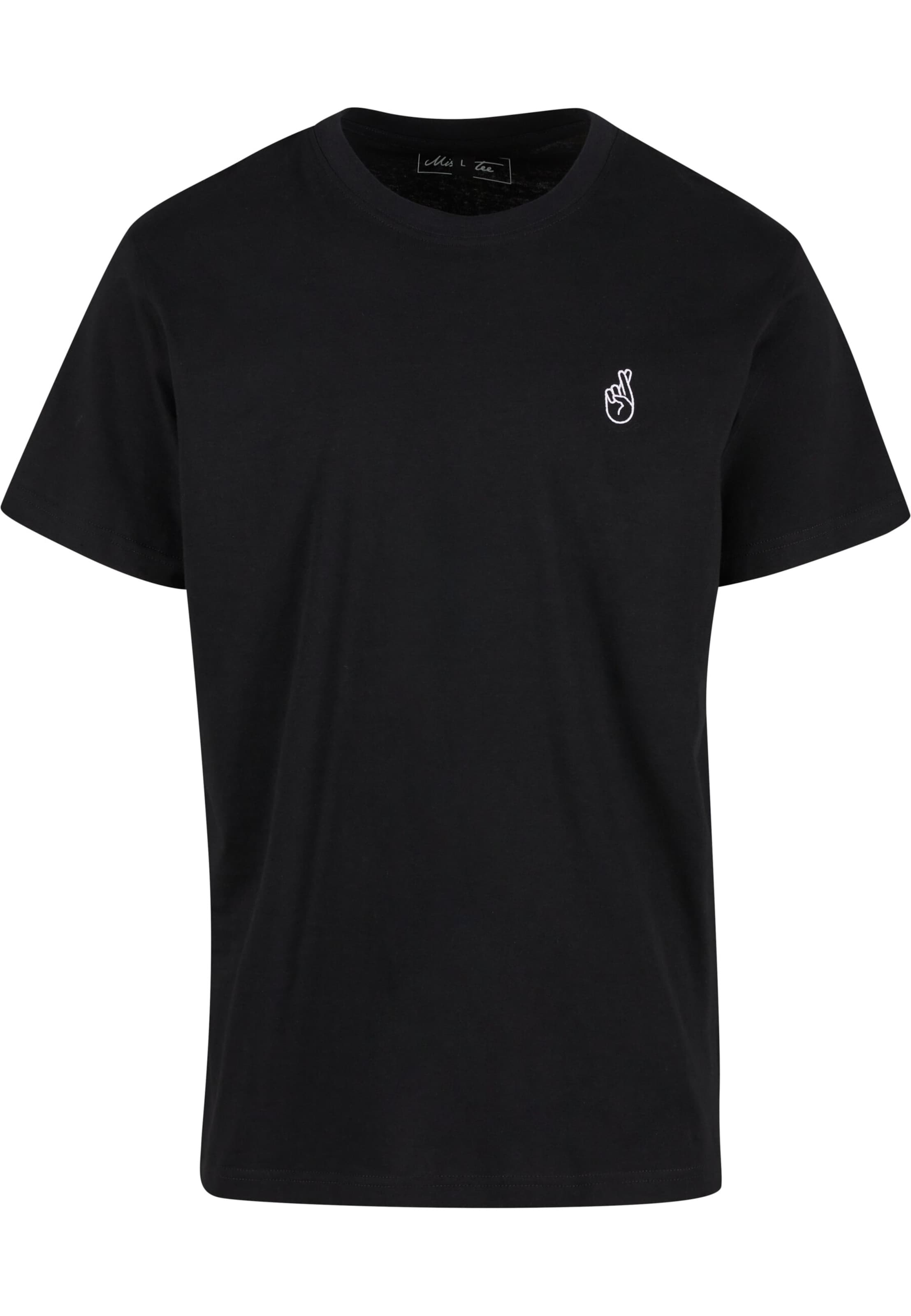 T-Shirt 'Crossed Fingers Handsign' Mister Tee en noir : devant
