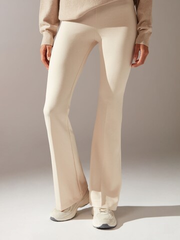 CALZEDONIA Flared Leggings in Beige: front