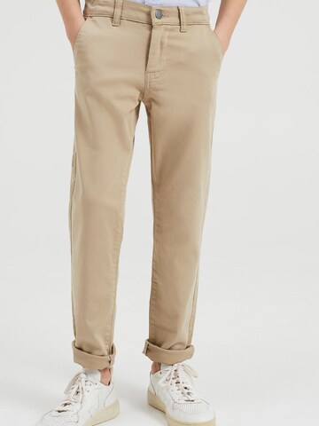 WE Fashion Slim fit Trousers in Beige: front