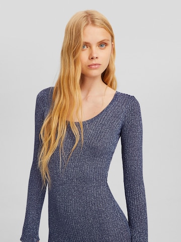 Bershka Gebreide jurk in Blauw