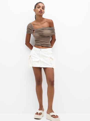 Pull&Bear Stricktop in Braun