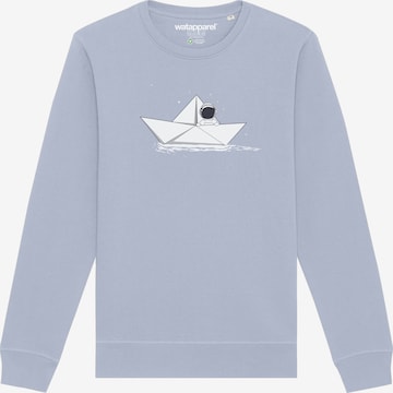 Sweat-shirt ' Astronaut in paper boat ' Watapparel en bleu : devant