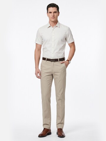 ALLTHEMEN Regular Pleat-Front Pants 'Stofffall' in Beige