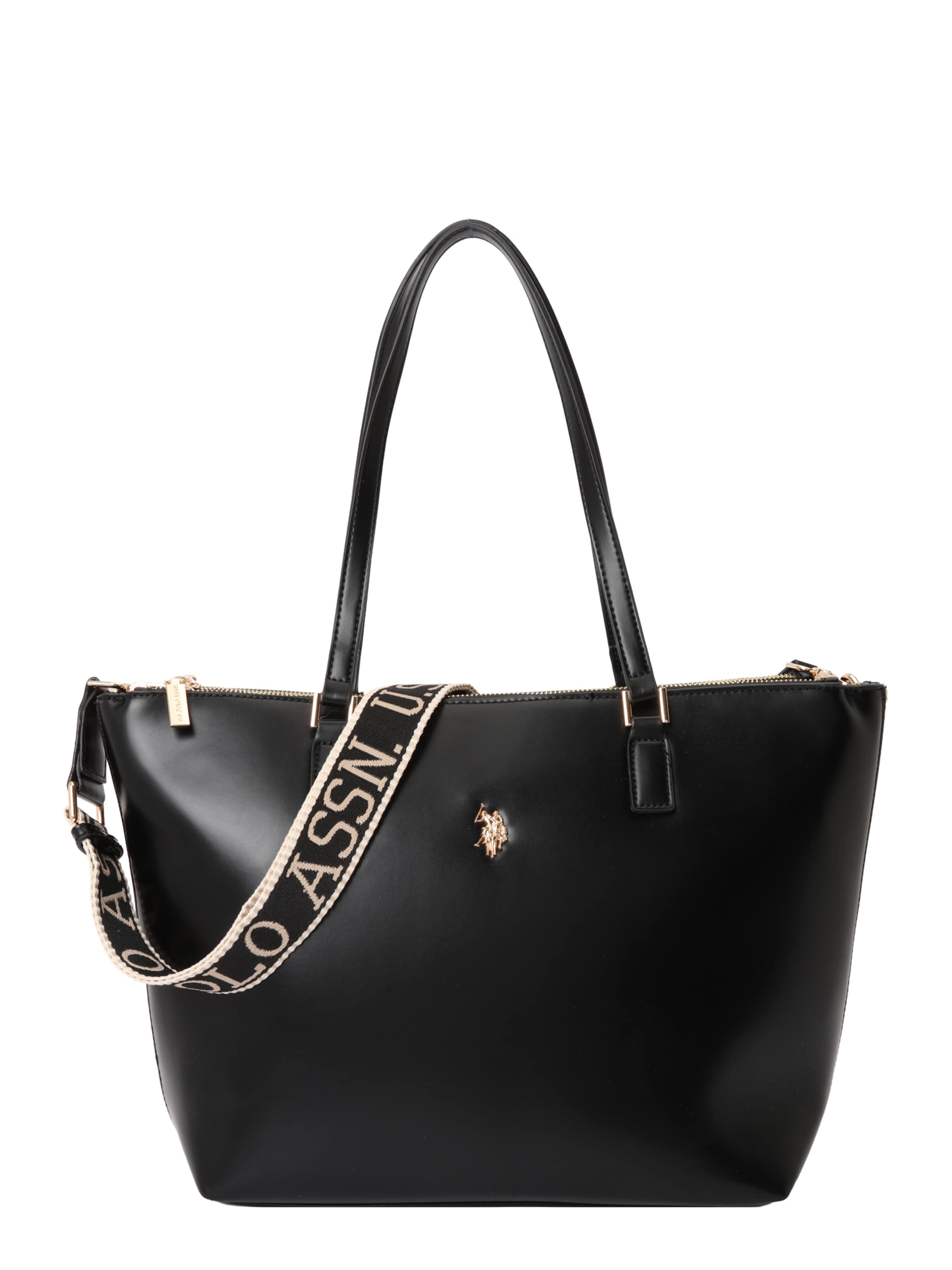 U.S. POLO ASSN. "Чанта тип ""Shopper""" в черно: отпред