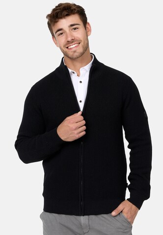 INDICODE JEANS Knit Cardigan 'Layton' in Black: front