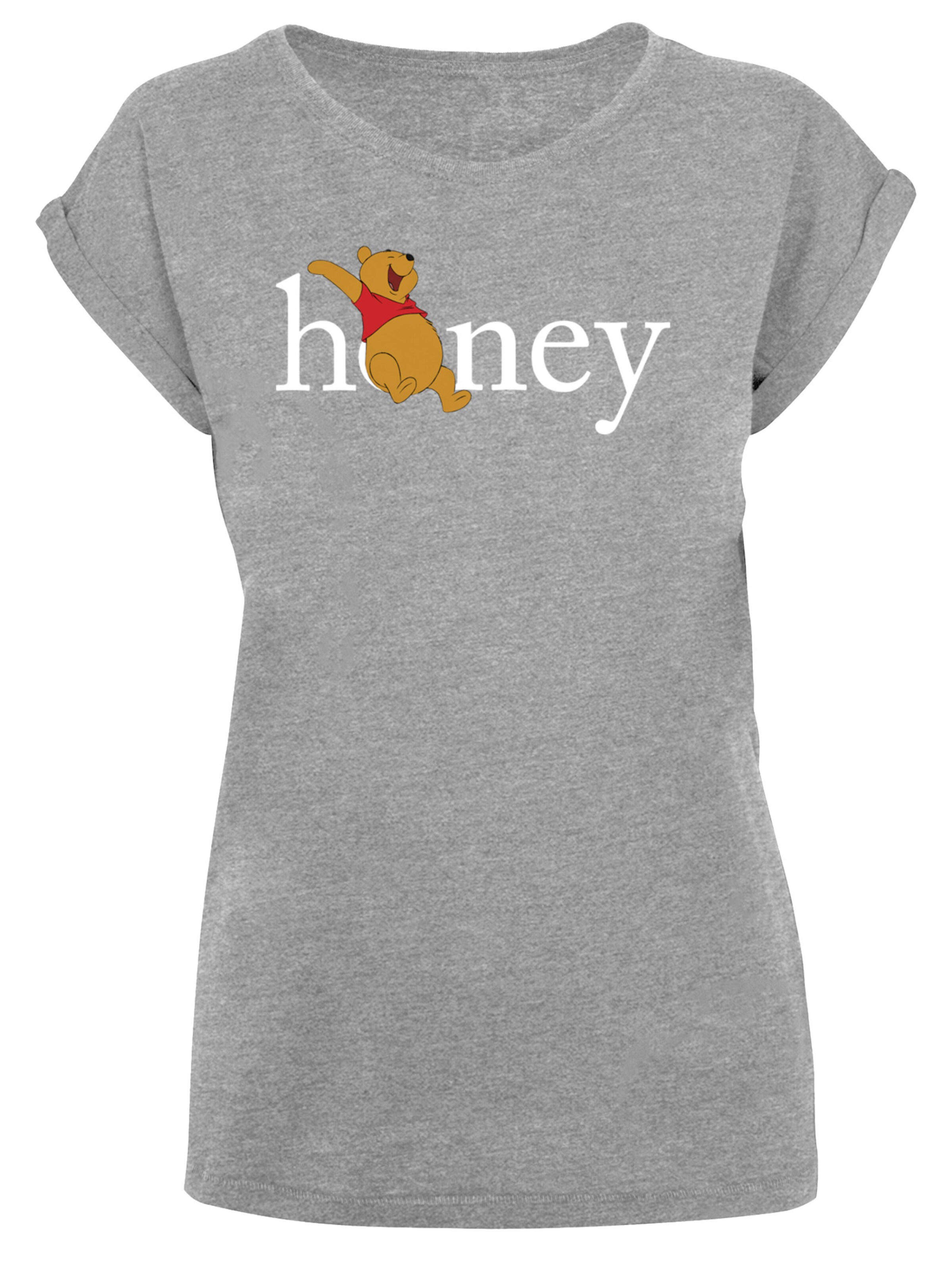 F4NT4STIC Shirt 'Disney Winnie The Pooh Honey' in Grijs: voorkant