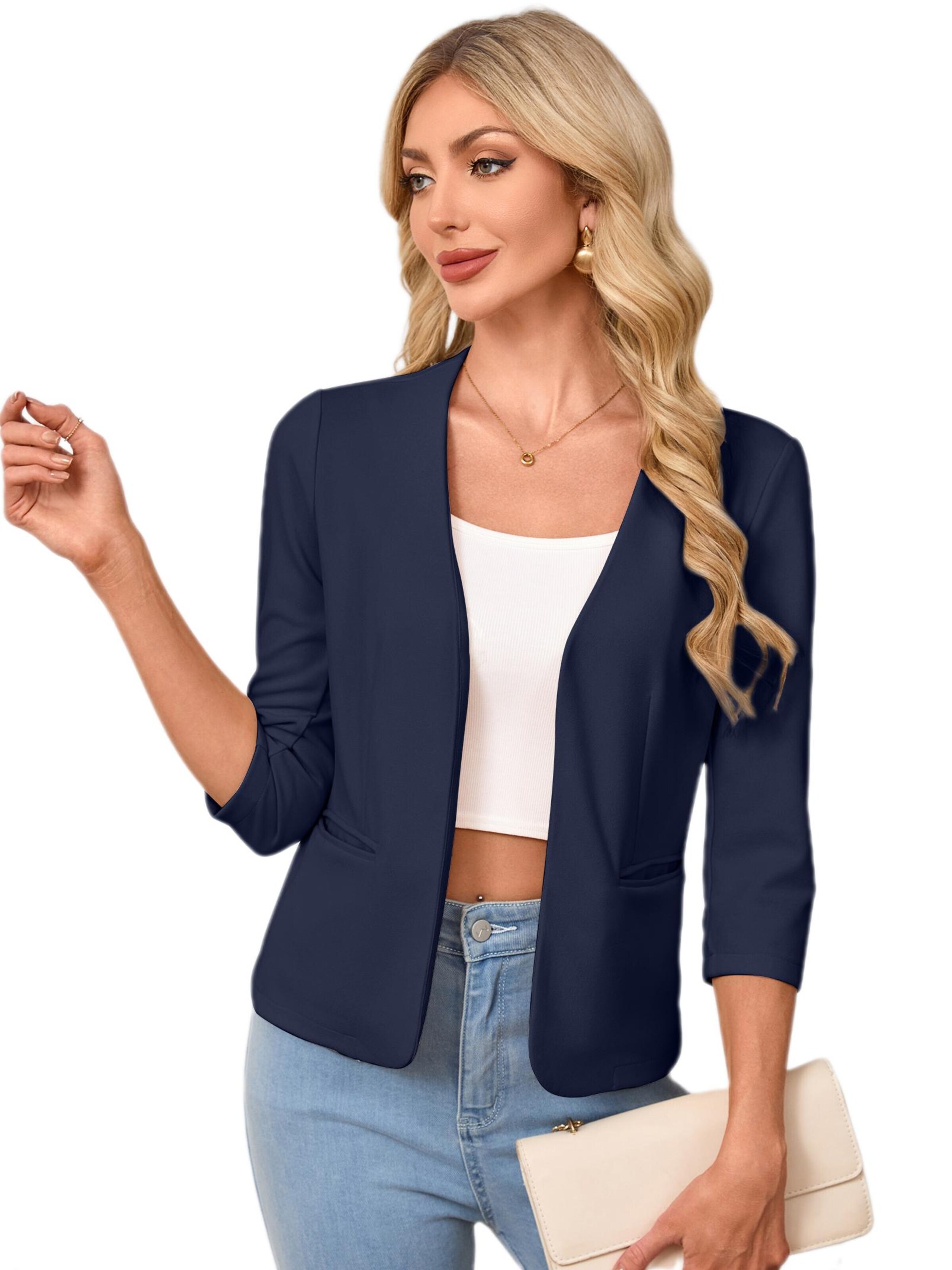 Yesfashion Marynarka w kolorze niebieski