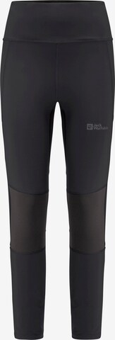 JACK WOLFSKIN Skinny Workout Pants 'KAMMWEG' in Black: front