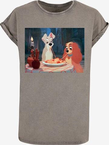 ABSOLUTE CULT T-Shirt 'Lady And The Tramp - Spaghetti Photo' in Grau: predná strana