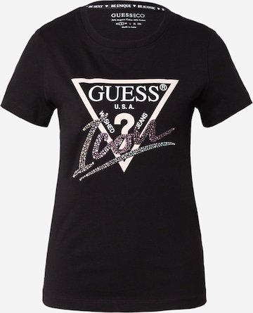 GUESS - Camiseta en negro: frente