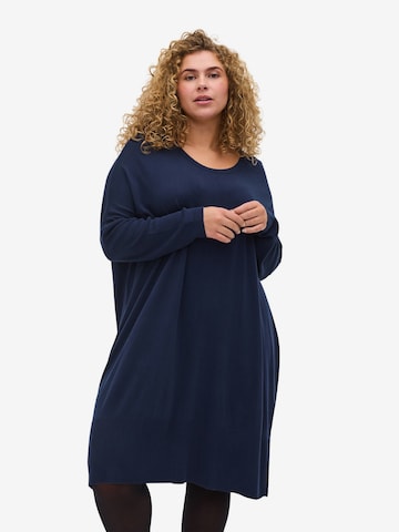 Zizzi Knitted dress in Blue: front