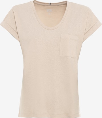 CAMEL ACTIVE T-Shirt aus Baumwolle und Leinen in Beige: predná strana