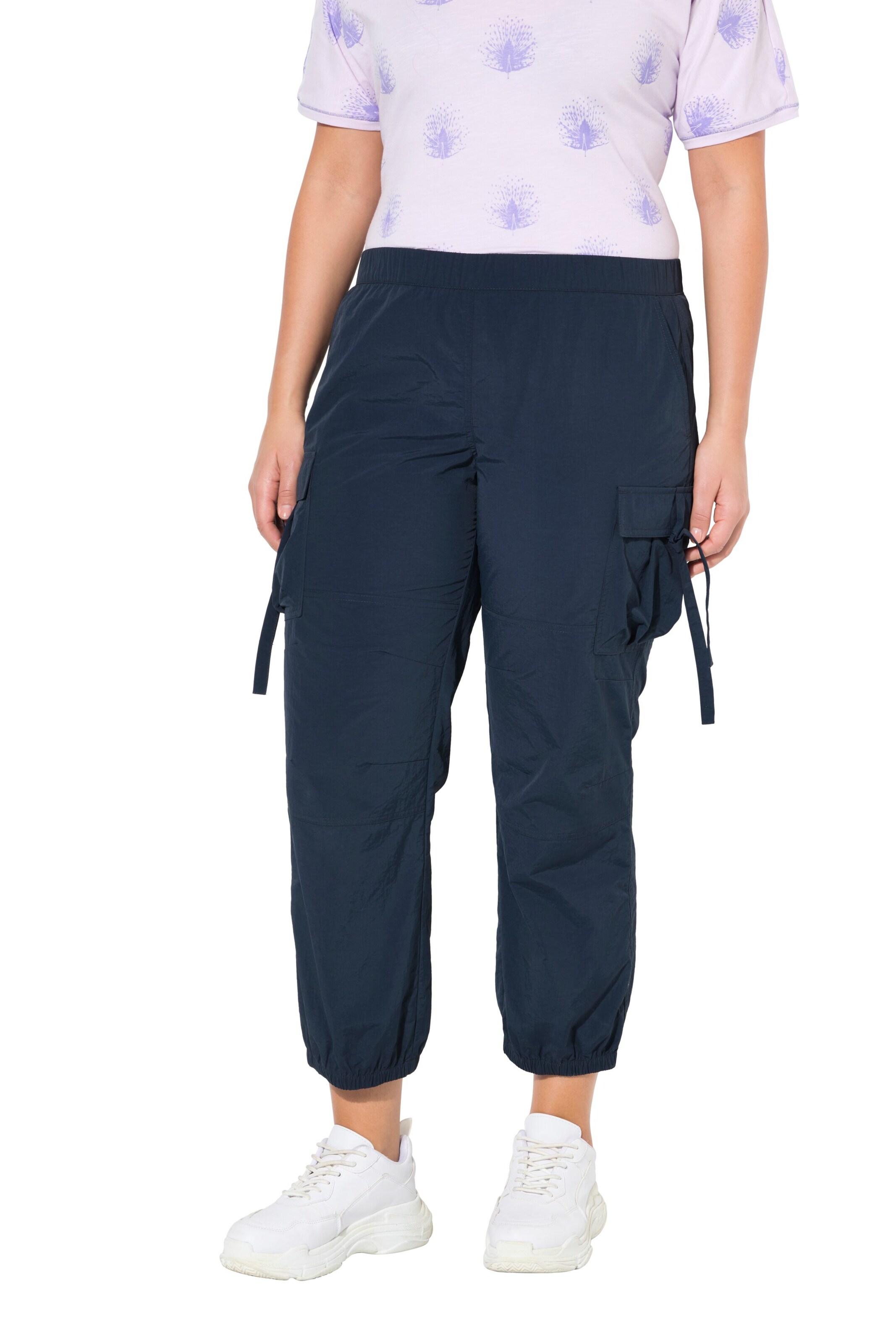 Ulla Popken Tapered Cargo trousers in Blue: front