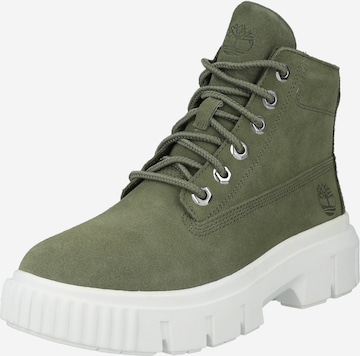 TIMBERLAND - Botines con cordones en verde: frente