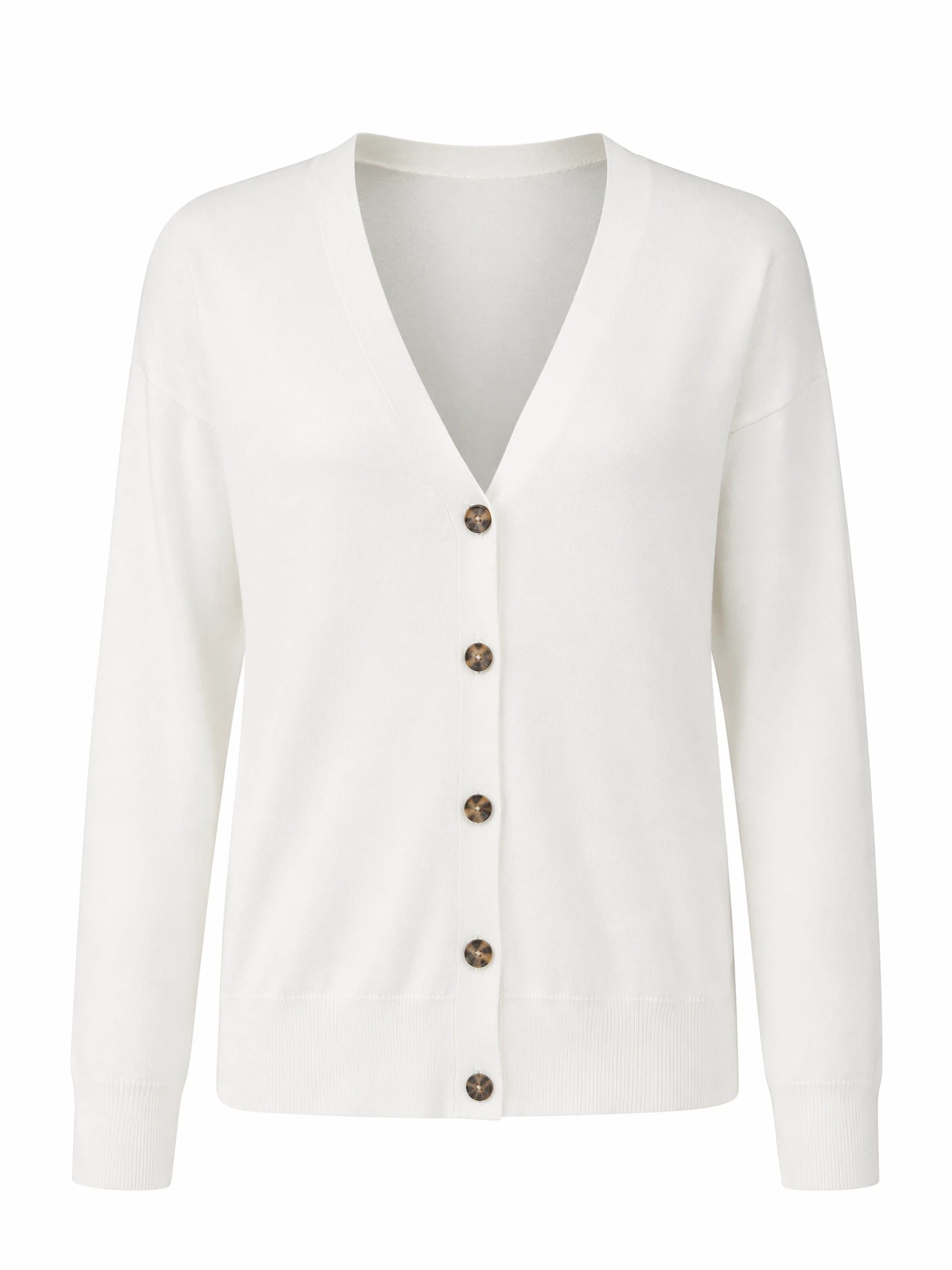 ARACH&CLOZ Knit Cardigan 'Strickjacke Damen Cardigan Strickmantel V-Ausschnitt Langarm mit Knöpfen für Frühling Herbst' in White: front